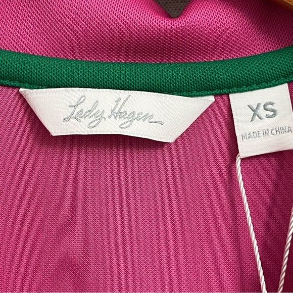 NWT LADY HAGAN / Barbie Pink Scallop Placket Sleeveless Golf Polo Size XS - Picture 3 of 10